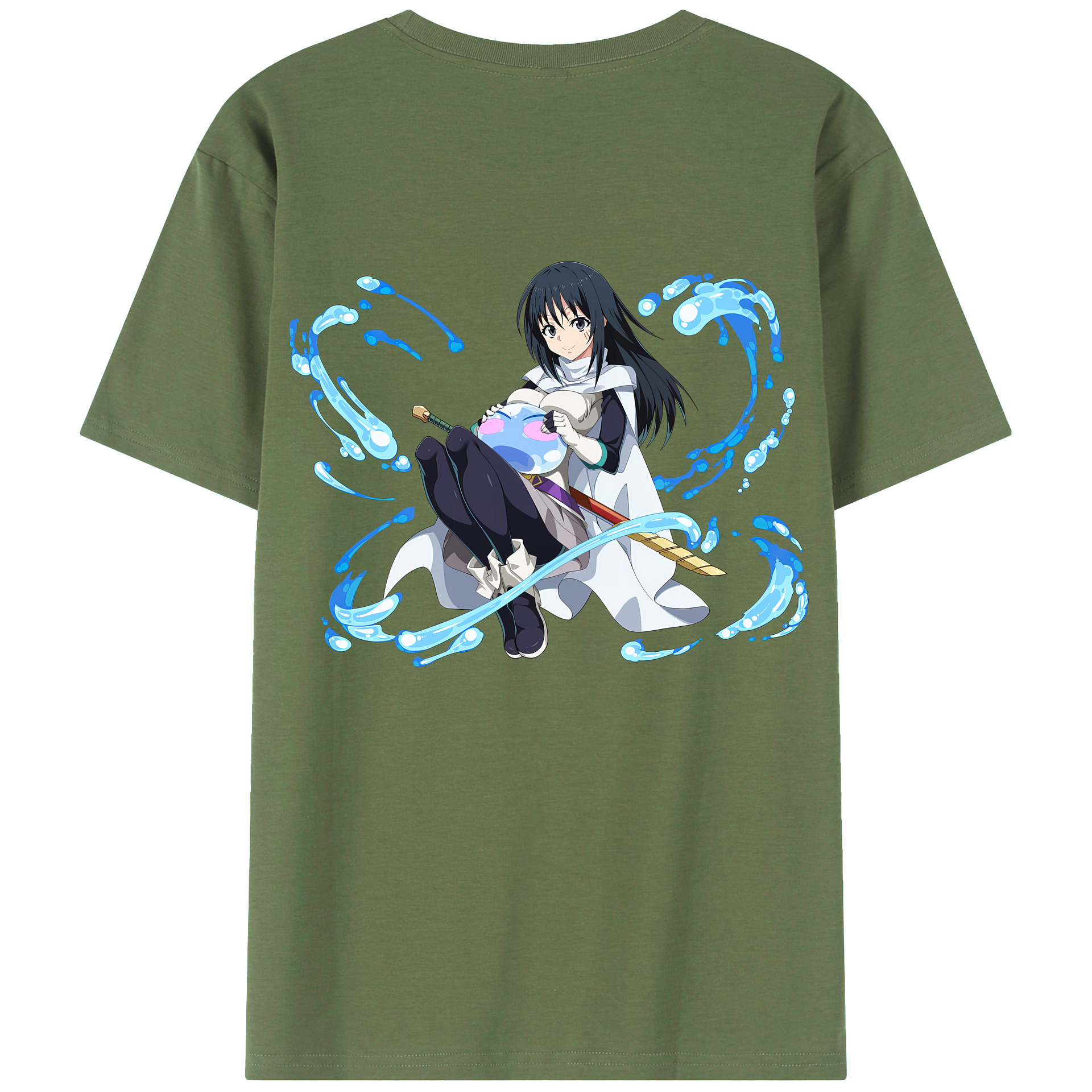 （画像用） 転スラ Regarding Reincarnated to Slime 綿100％ メンズ半袖Tシャツ（バックプリント） 通気性